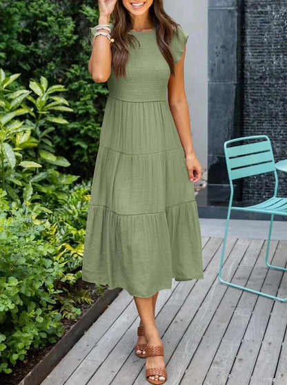 LM | Short-sleeved midi dresses for women