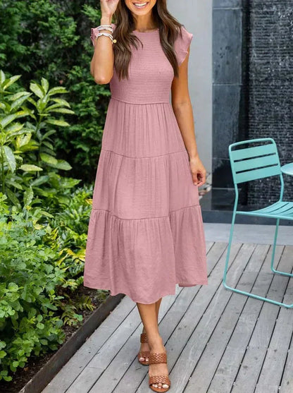 LM | Short-sleeved midi dresses for women