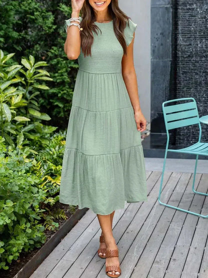 LM | Short-sleeved midi dresses for women