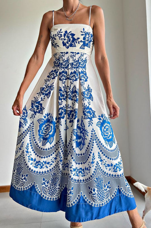LM | Midi dress in blue ceramic