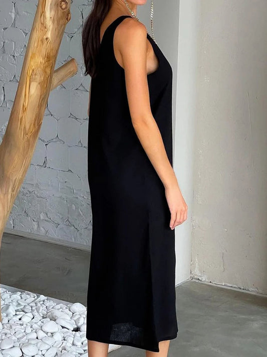 LM | Linen midi dress with slit