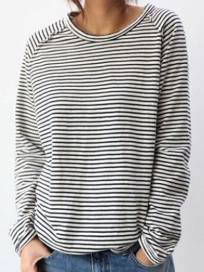 TS | Casual striped long sleeve sweater