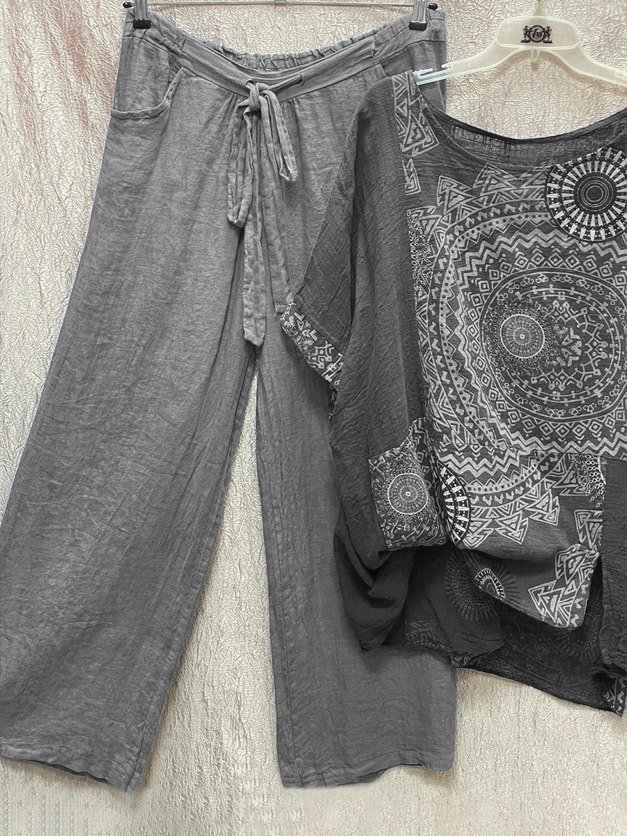 TS | Two-piece set with loose bohemian print