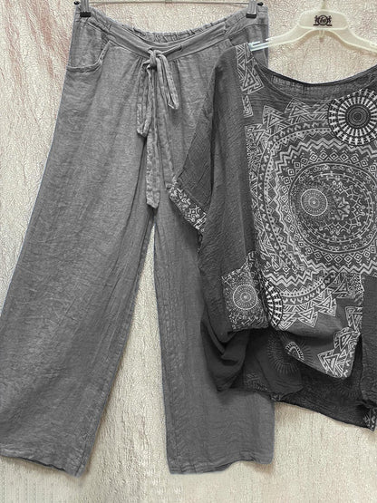 TS | Two-piece set with loose bohemian print