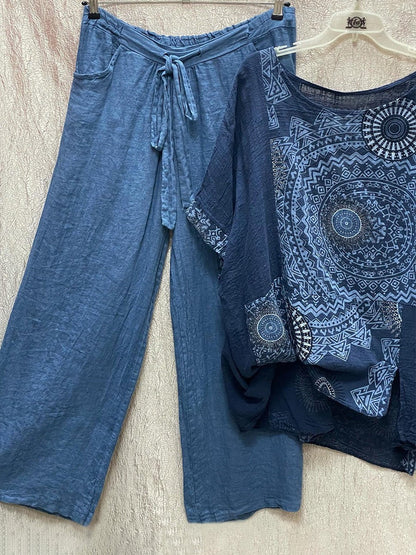 TS | Two-piece set with loose bohemian print