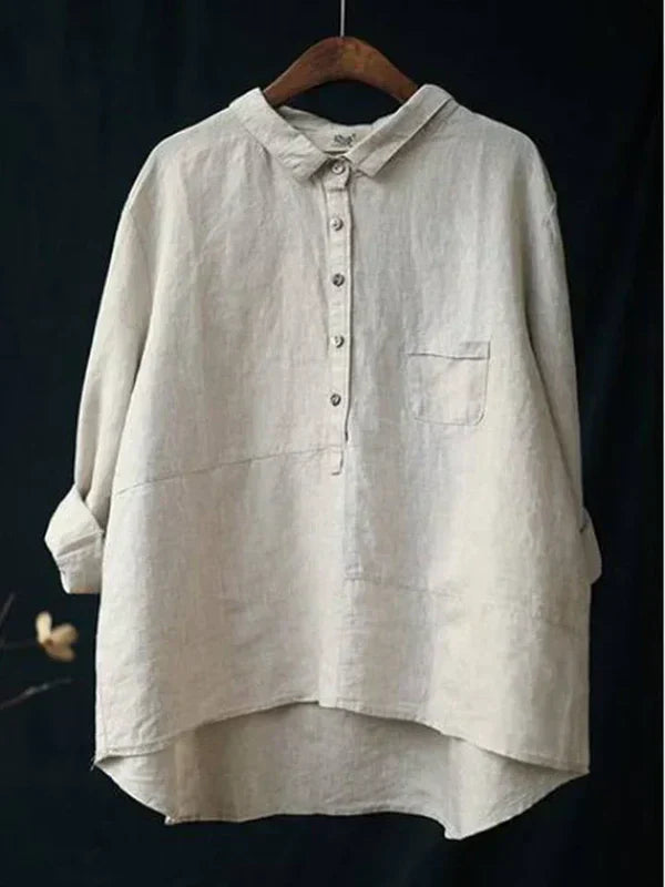 TS | Lapel collar button-down long sleeve shirt with pockets