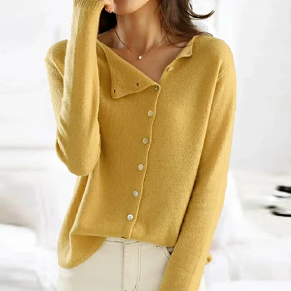 TS | Asymmetric knitted sweater with button placket