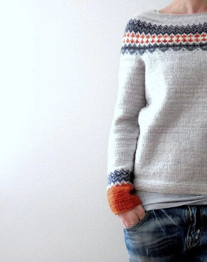 LD | Grijze trui in boho-stijl