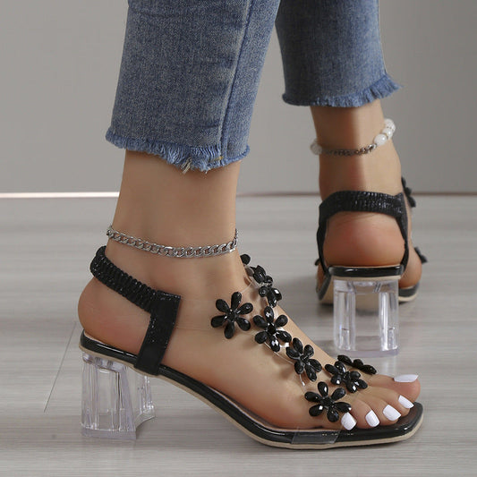 LM | Elegant transparent sandals with high heels for women