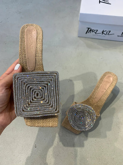 TS | Square round sandals with heels