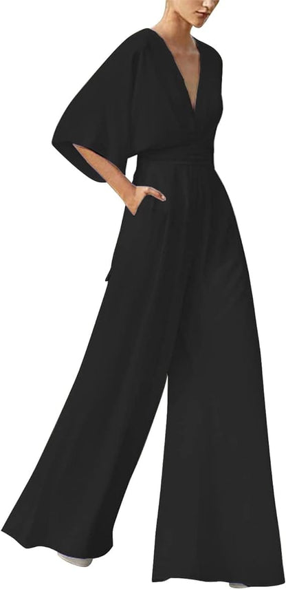 LM | Elegant V-neck jumpsuit