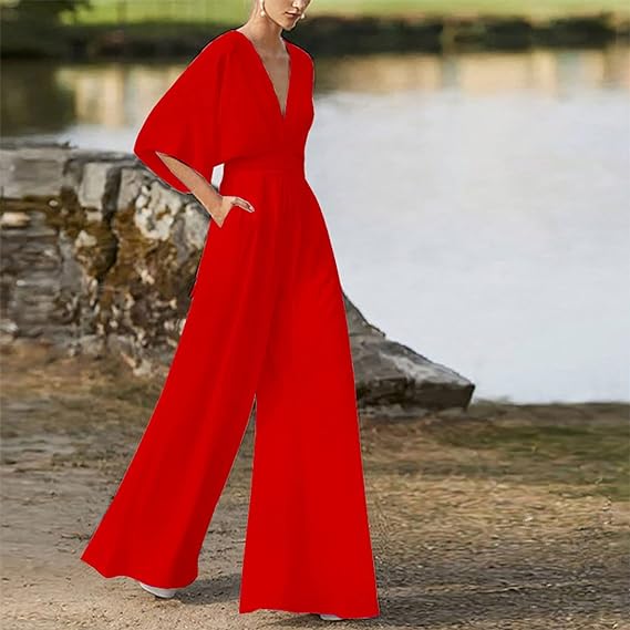 LM | Elegant V-neck jumpsuit