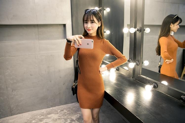 LM | Knitted mini dress with turtleneck