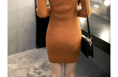 LM | Knitted mini dress with turtleneck