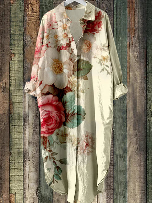 TS | Buttoned midi dress with floral print