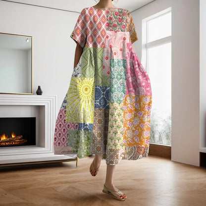 LM | Maxi dress with floral pattern Loose