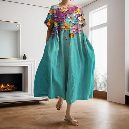 LM | Maxi dress with floral pattern Loose