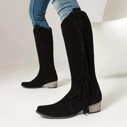 LM | Knee-length leather boots