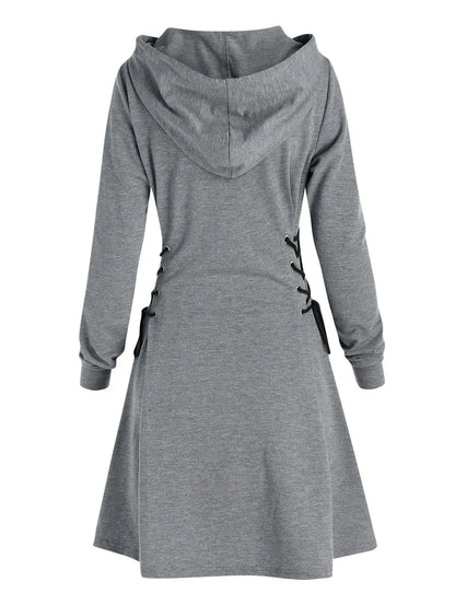 LD | Casual-chique midi-jurk met capuchon
