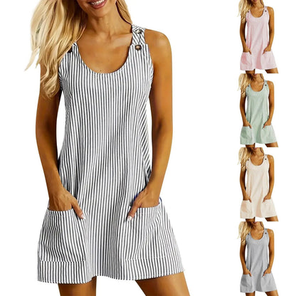LM | Textured mini dress with striped straps