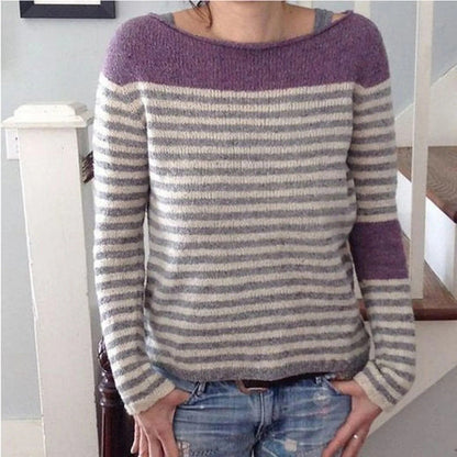 LM | Colorblock knitted sweater with striped sleeves