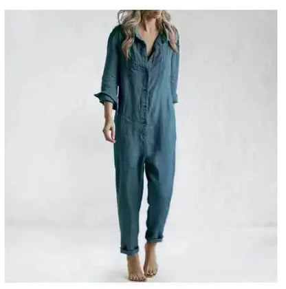 LM | Long-sleeved jumpsuit with buttons and pockets