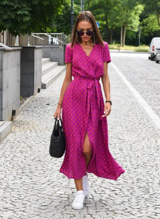 LD | Elegante kleurrijke zomer midi-jurk met bloemen