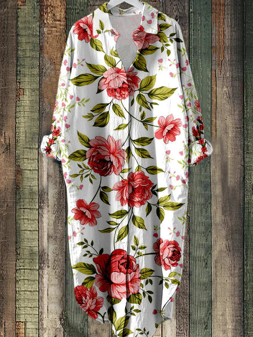 TS | Buttoned midi dress with floral print