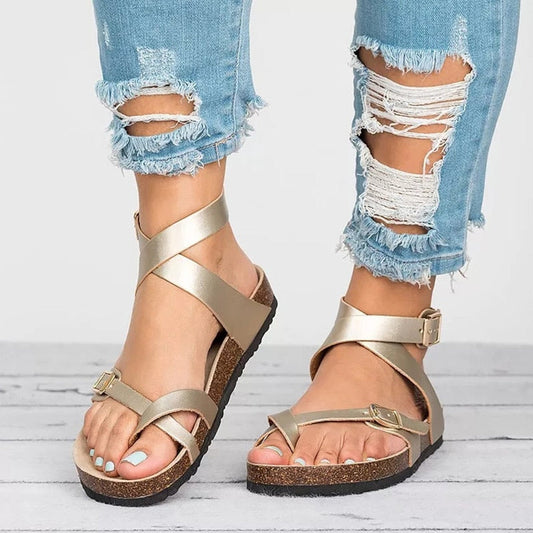LD | Leren Platte Sandalen