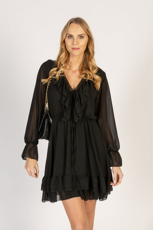 LM | Elegant mini dress with V-neckline