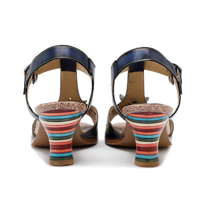 LD | Kleurrijke Boheemse Stijl Blokhakken Sandalen