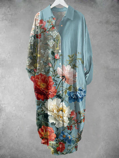 TS | Buttoned midi dress with floral print