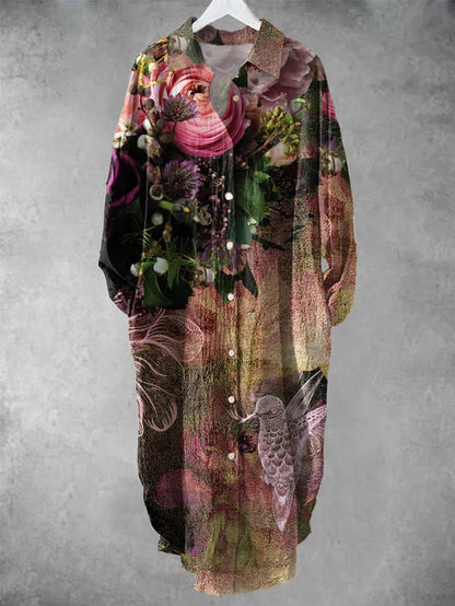TS | Buttoned midi dress with floral print