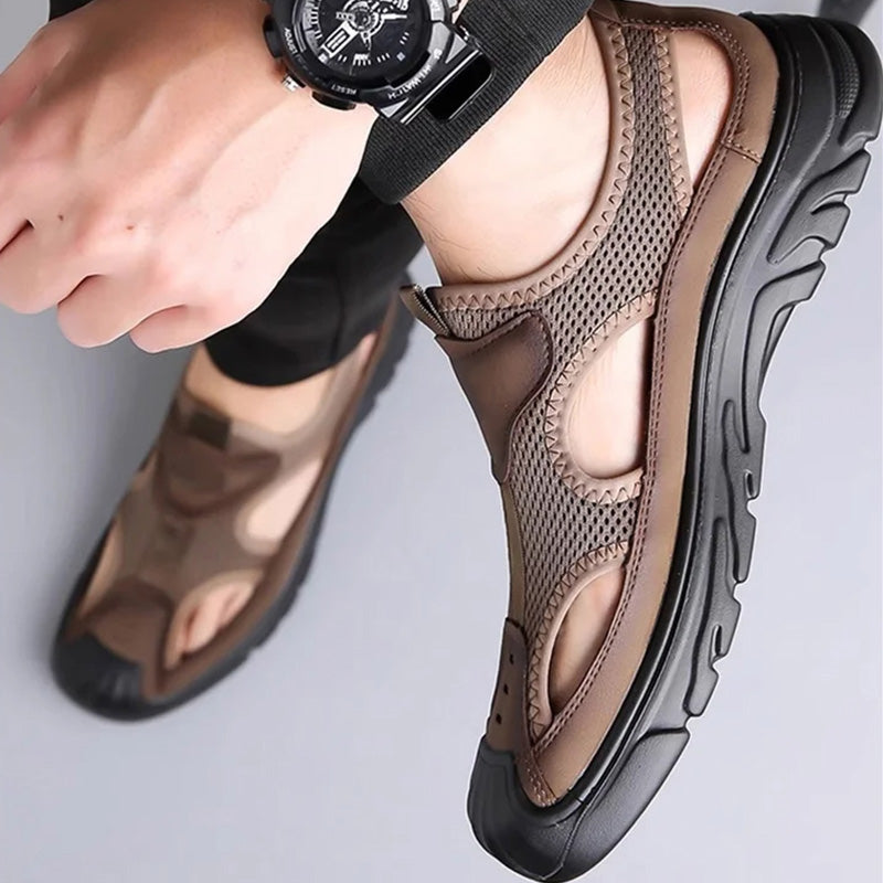 LD | sandalen van netleer voor heren