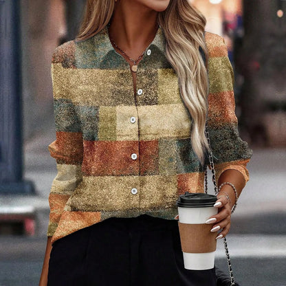 LM | Women's shirt with long sleeves and button placket