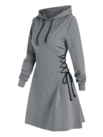 LD | Casual-chique midi-jurk met capuchon